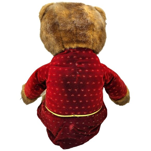 Applause Teddy Bear Red Evening Robe Slippers Vintage 1986 23 Inches Soft Plush - Picture 2 of 16